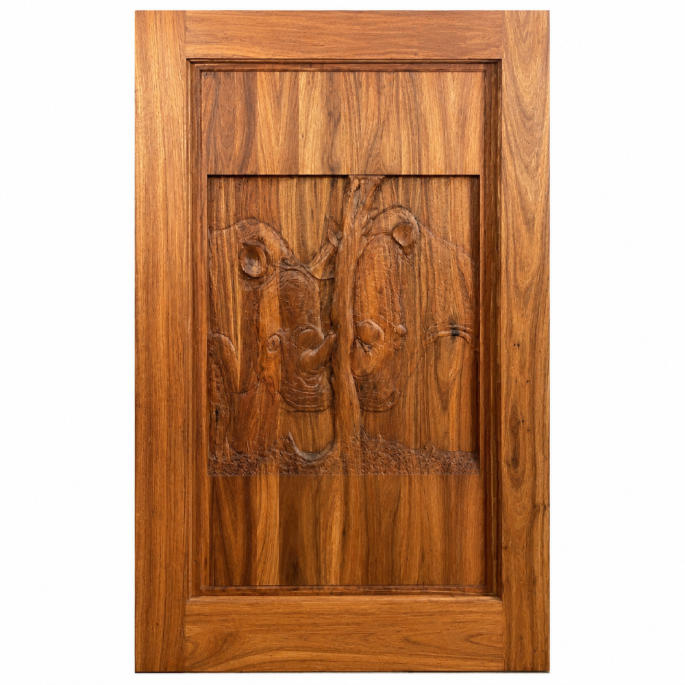 Rhino Carved pivot Door Kiaat