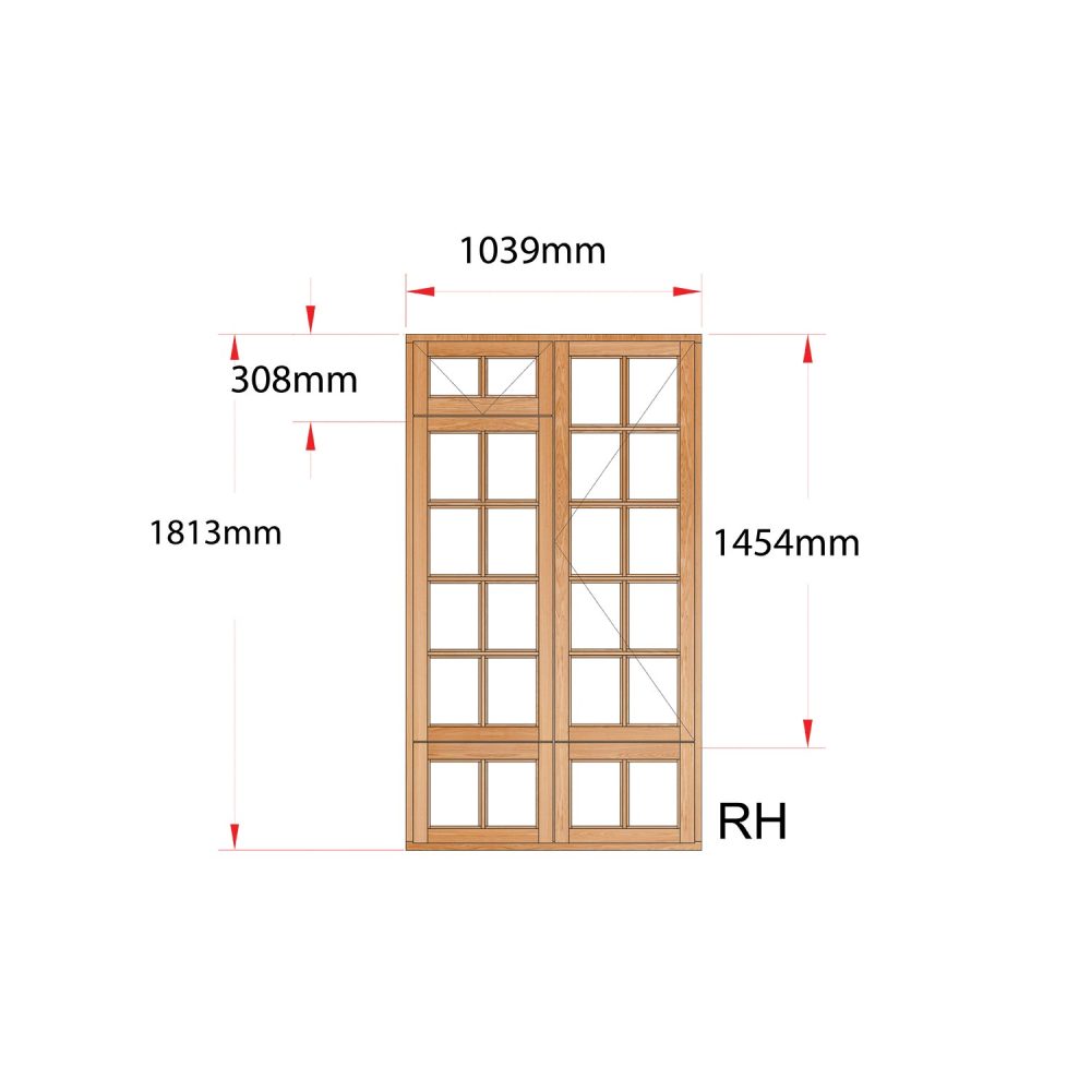 Van Acht Wood Fanlight Windows Small Pane Product MA2FSPS RH