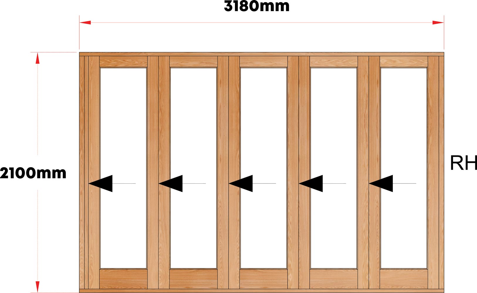 Van Acht Wood Folding Doors Full Pane Model VSF3180G1