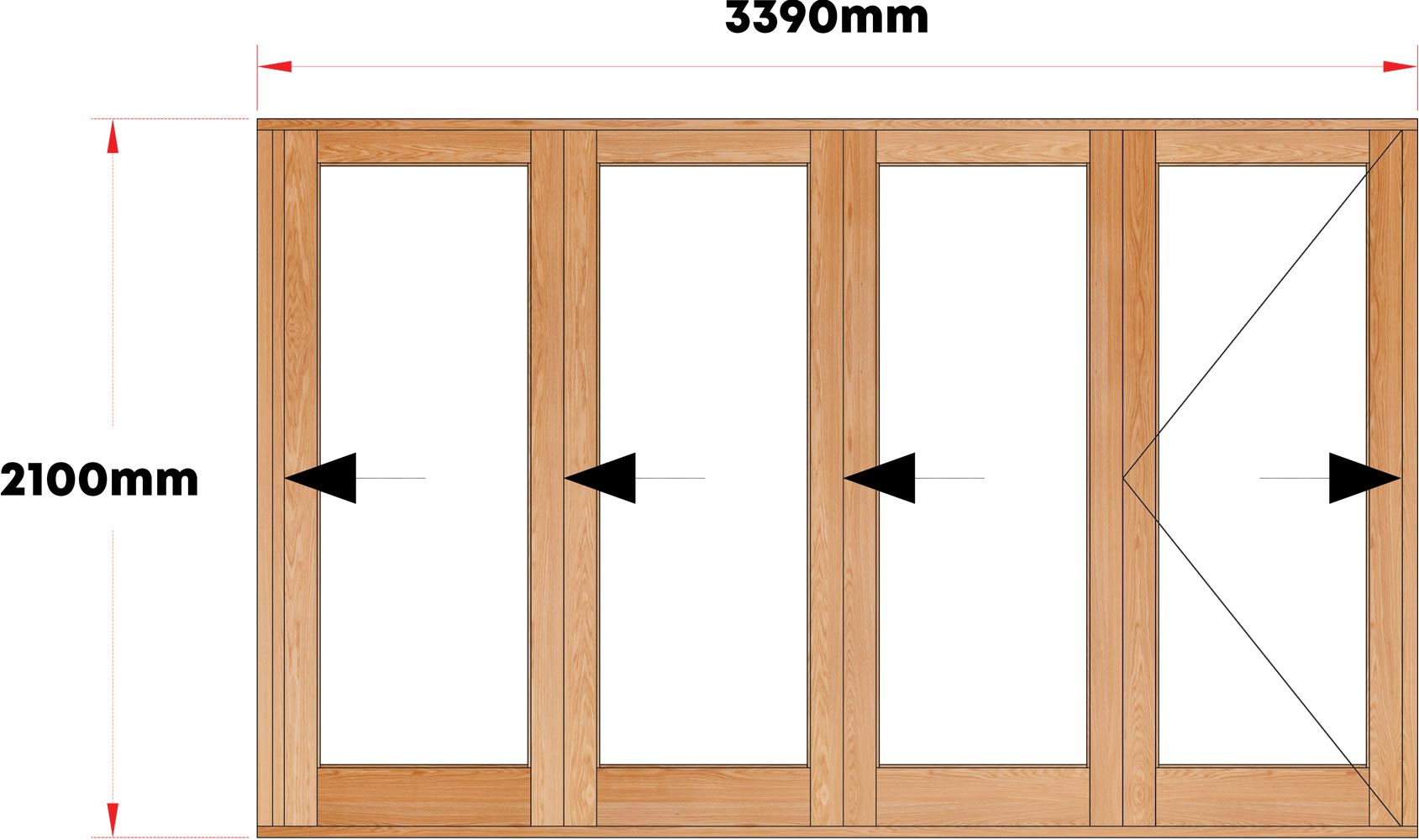 Van Acht Wood Folding Doors Full Pane Model VSF3390G1 fixed