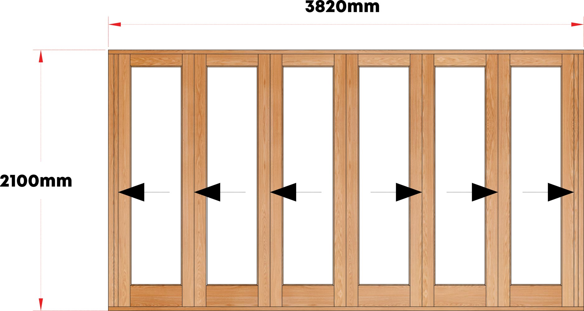 Van Acht Wood Folding Doors Full Pane Model VSF3820G1