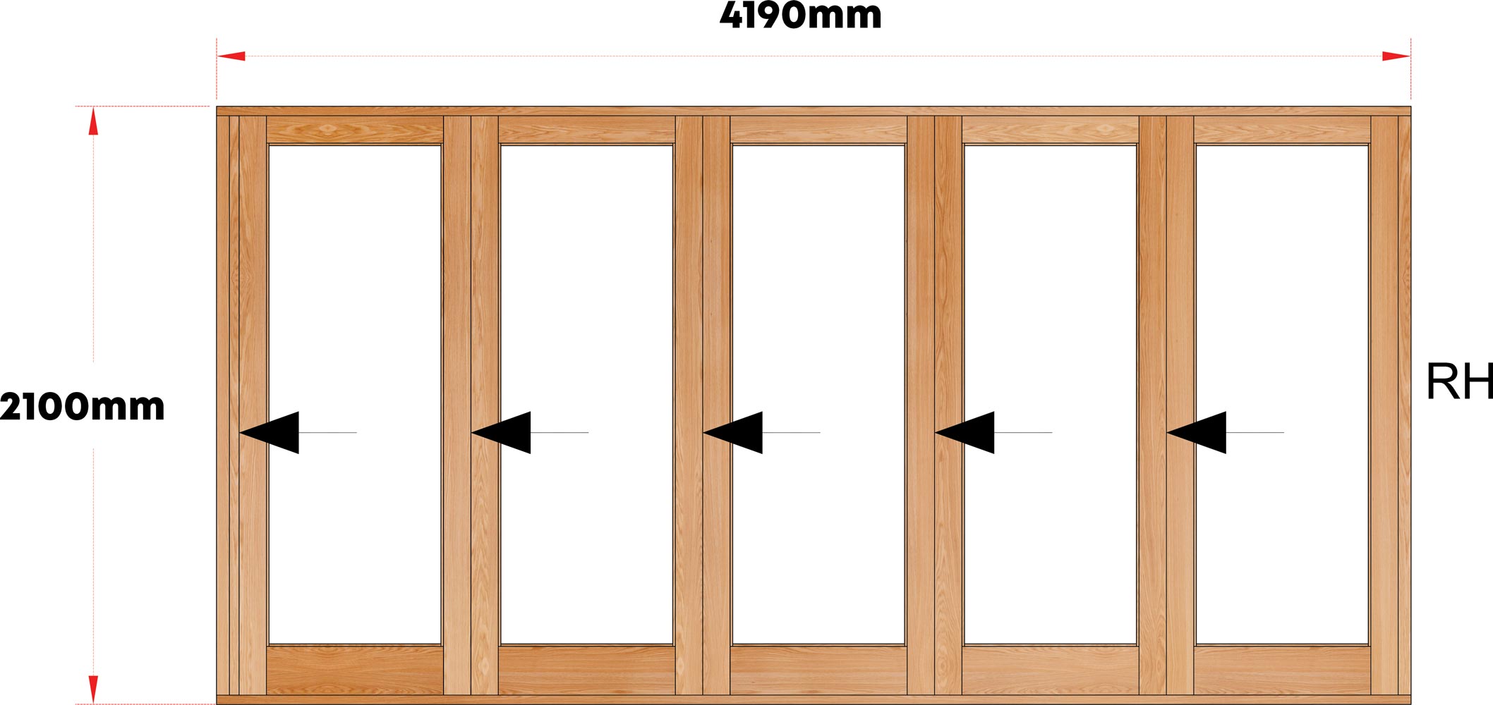 Van Acht Wood Folding Doors Full Pane Model VSF4190G1