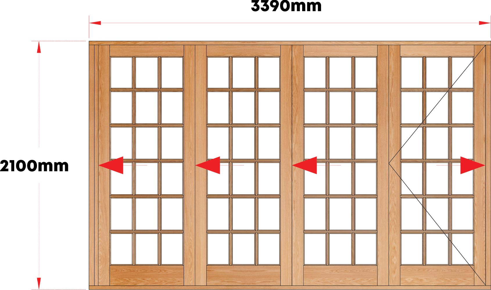 Van Acht Wood Folding Doors Small Pane ModelVSF3390SP fixed