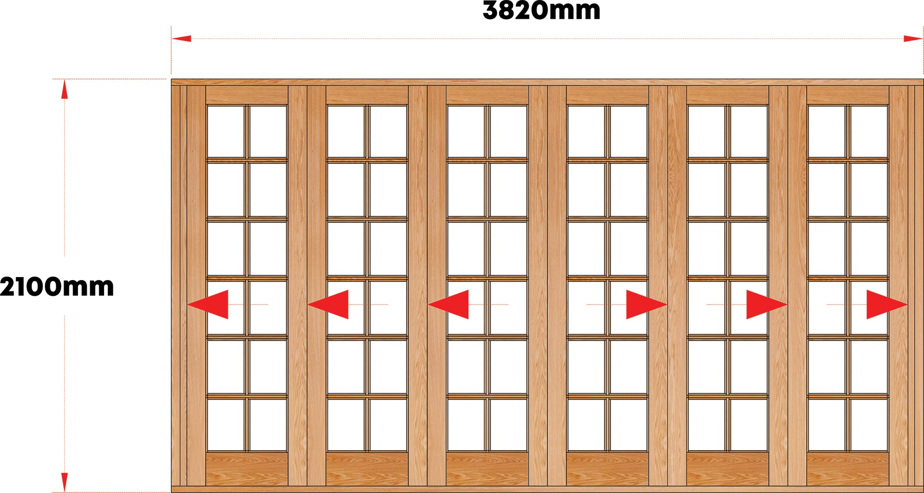 Van Acht Wood Folding Doors Small Pane ModelVSF3820SP