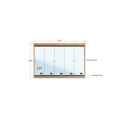 Van Acht Wood Frameless Folding Patio Doors Product FL5L 2385