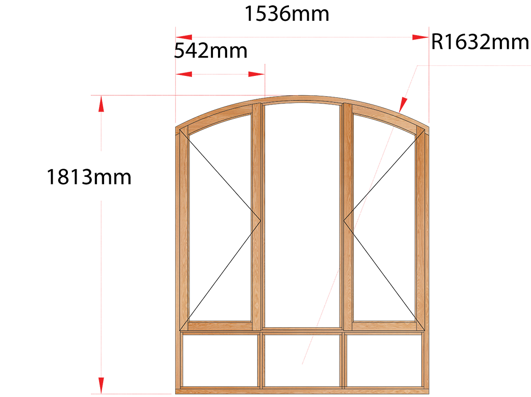 Van Acht Wood Windows Flat Arched Model AHA3S