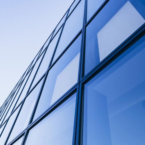 glazed windows in office building